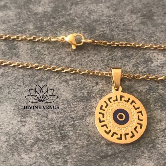 Evil Eye Necklace - Gold Plated Stainless Steel - Picture 4 of 8